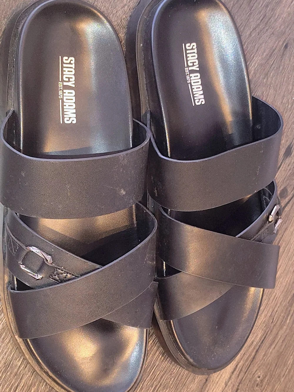 Stacy Adams Men's Black Crisscross Slide Sandals